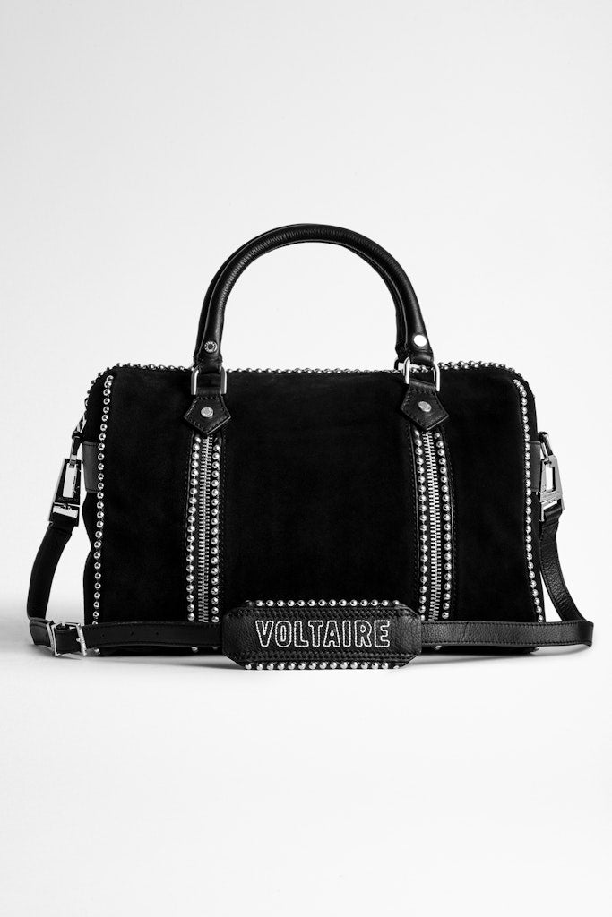 Sac Sunny M en suede avec studs - Noir