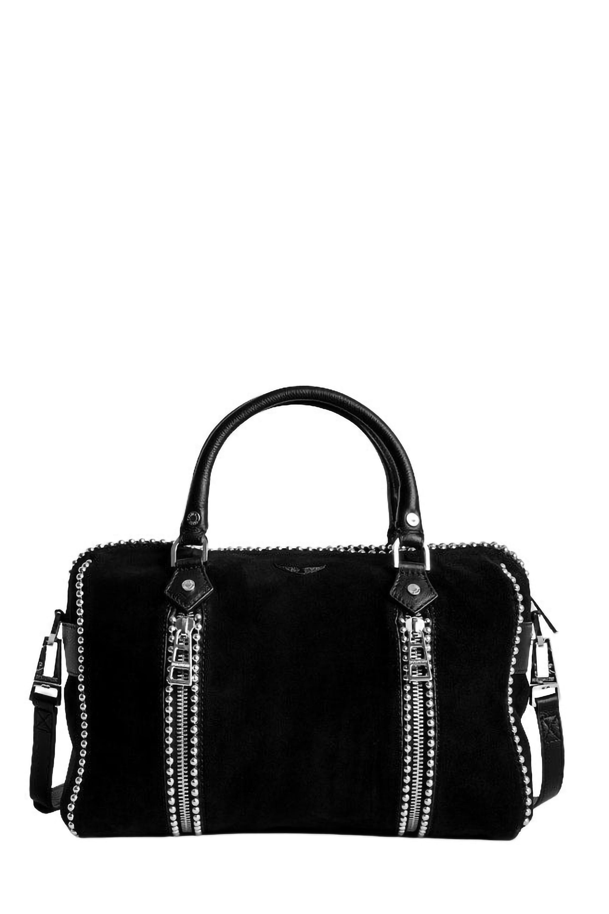 Sac Sunny M en suede avec studs - Noir