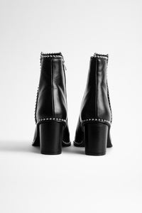 Lena Round Piping Boots - Black