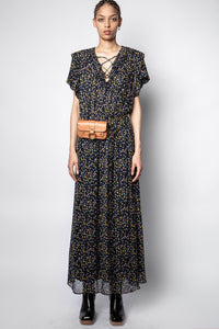 Robe Rainy Crinkle Print Etoiles - Encre