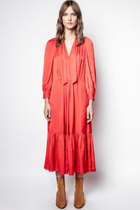 Robe Roland en satin - Coquelicot