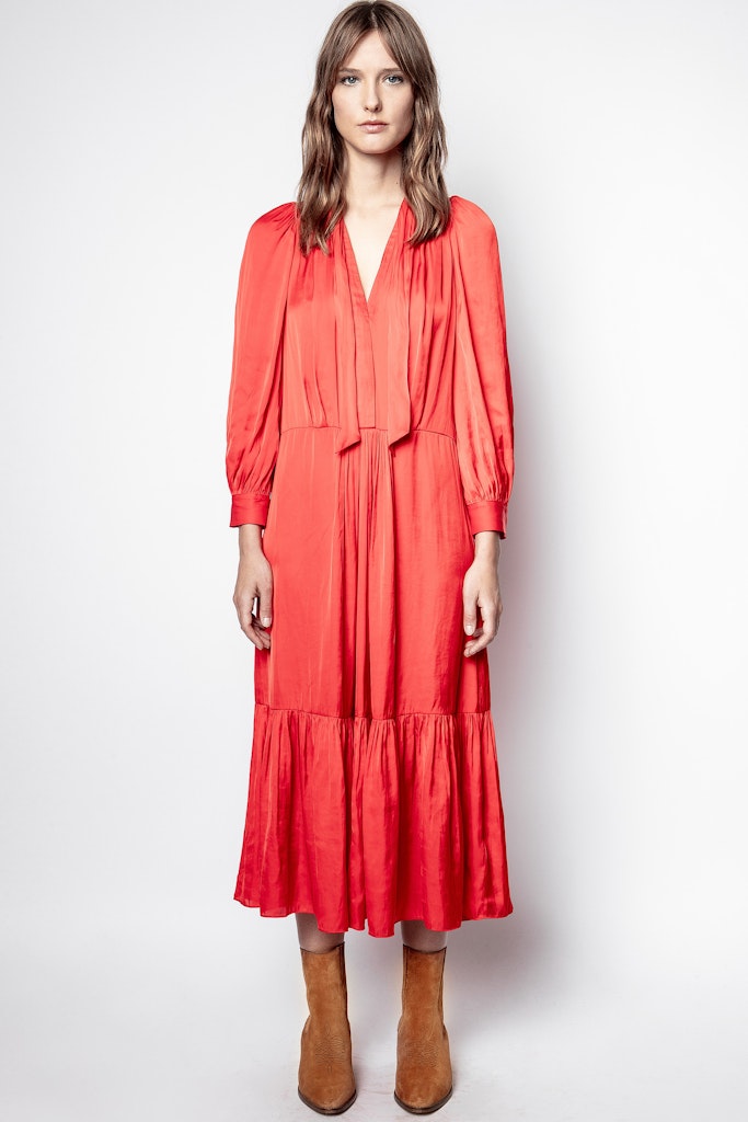 Robe Roland en satin - Coquelicot