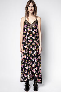 Robe en soie Risty Peonies - Black