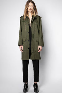 Parka Kiddy Mili Etoiles en soie - Kaki