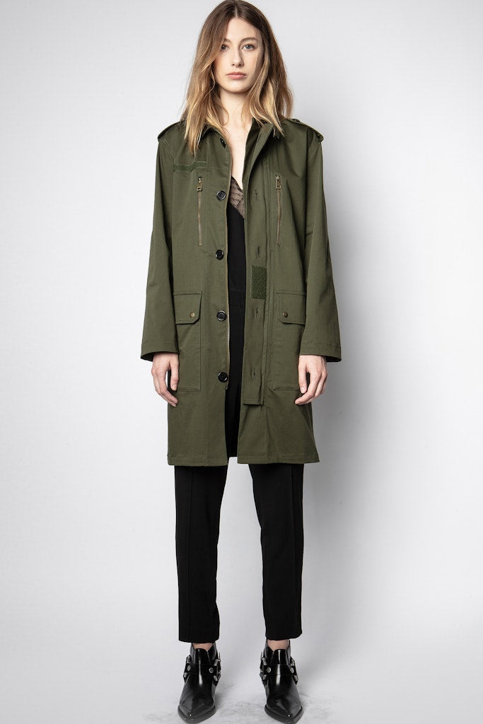 Parka Kiddy Mili Etoiles en soie - Kaki