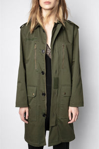 Parka Kiddy Mili Etoiles en soie - Kaki