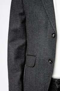 ZHORS LIGNE ANTHRACITE VIKS HEAVY WOOL CHECK JACKET