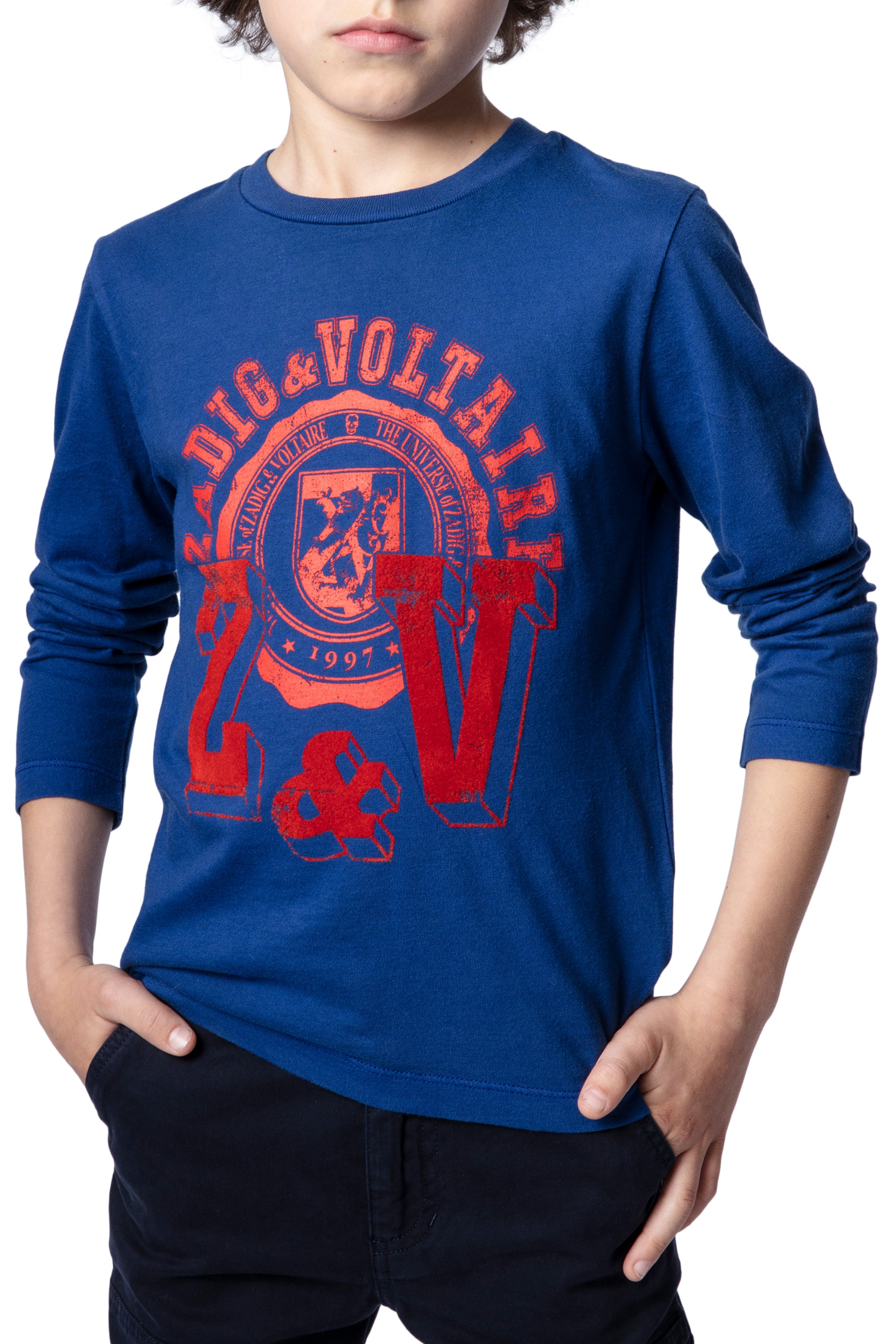 T-shirt Kita en cachemire - Bleu