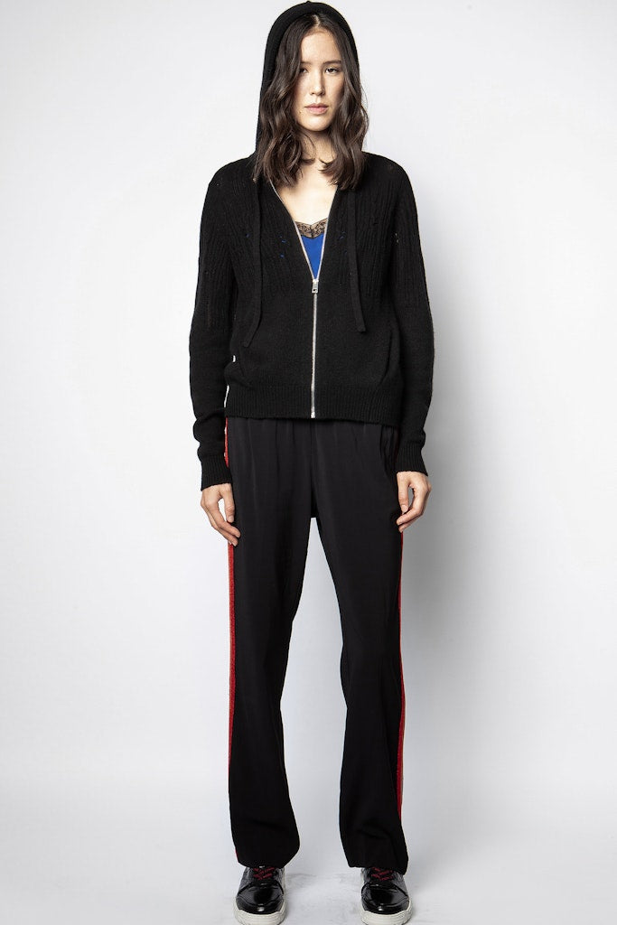 Cardigan Cassy Destroy en cachemire - Noir