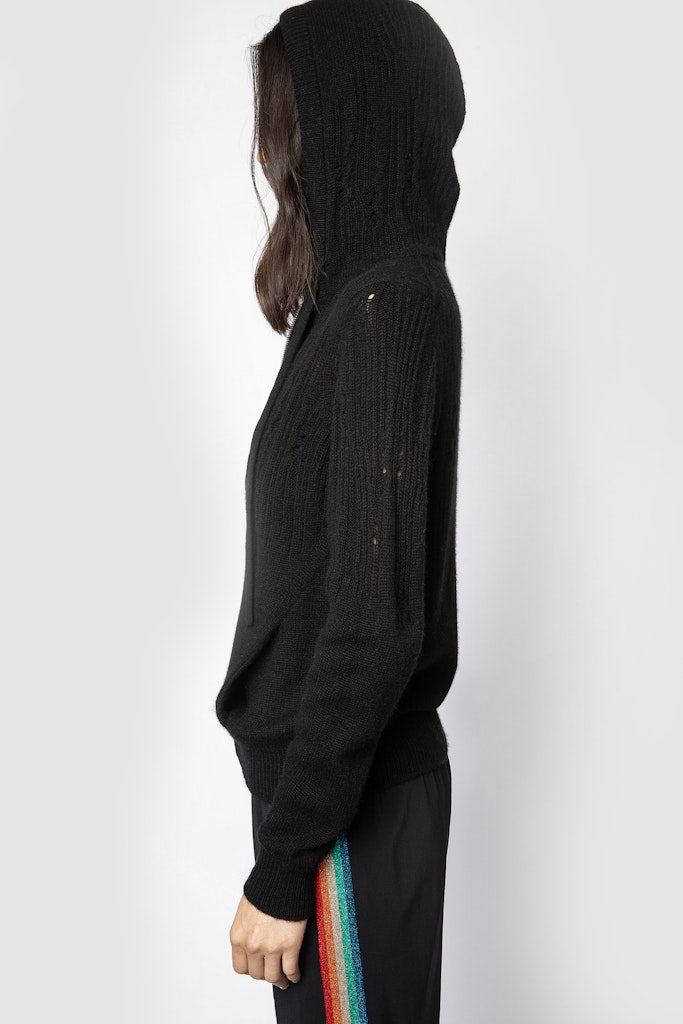 Cardigan Cassy Destroy en cachemire - Noir