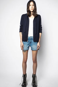 Cardigan Cassy Patch en cachemire - Encre