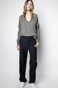 Pull Brume Love Ribbon en lin - Gris Chine