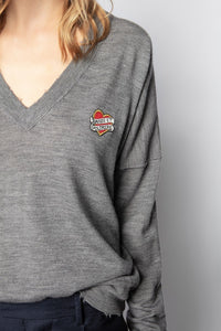 Pull Brume Love Ribbon en lin - Gris Chine