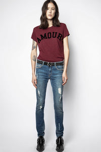 ZHORS LIGNE BORDEAUX WALK AMOUR CHINE OVERDYED T-SH