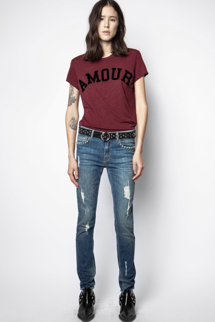 ZHORS LIGNE BORDEAUX WALK AMOUR CHINE OVERDYED T-SH