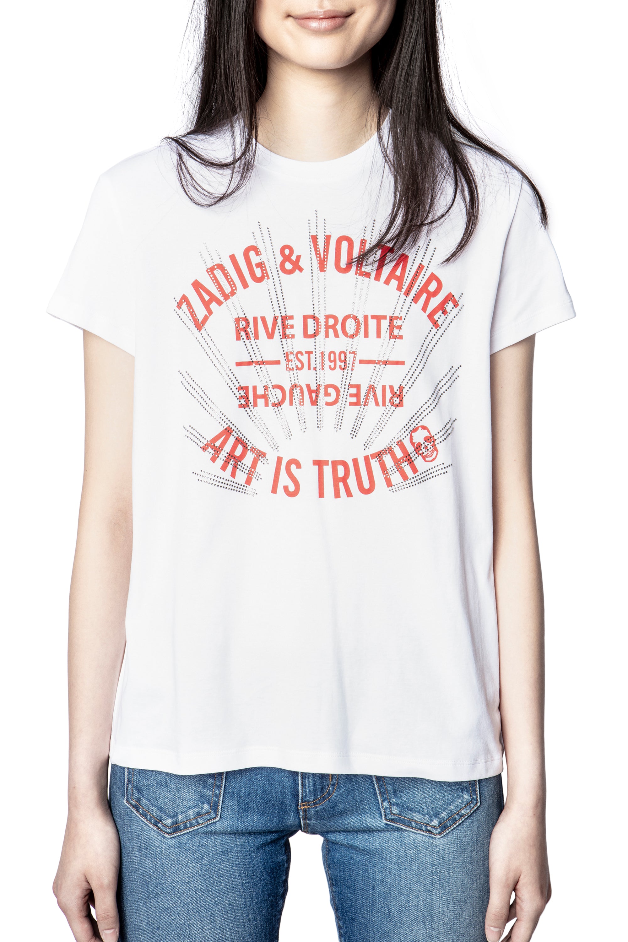 ZHORS LIGNE BLANC ZOE BLASON STRASS T-SHIRT COTO
