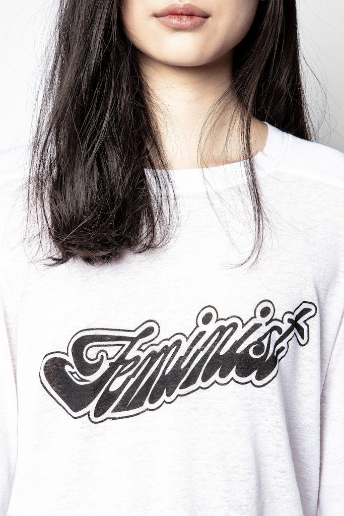 ZHORS LIGNE BLANC ERICKA FEMINIST T-SHIRT ML LIN