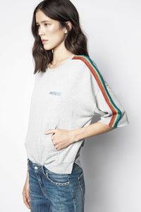 ZHORS LIGNE GRIS CHINE KALY VOLTAIRE BANDS SWEAT MC C