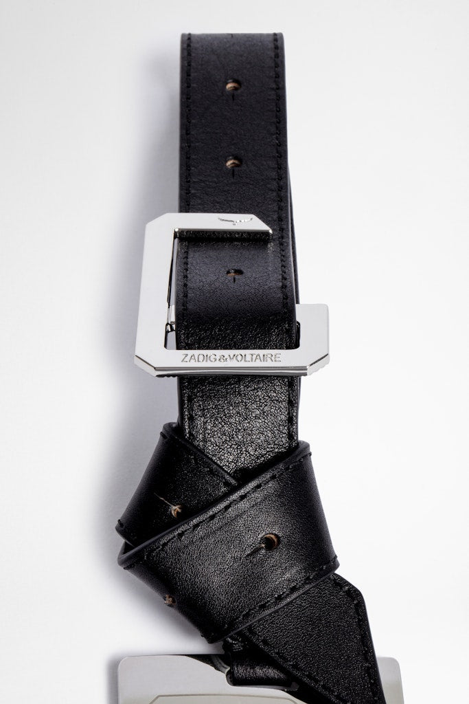 Miroir Le Cecilia en cuir - Noir
