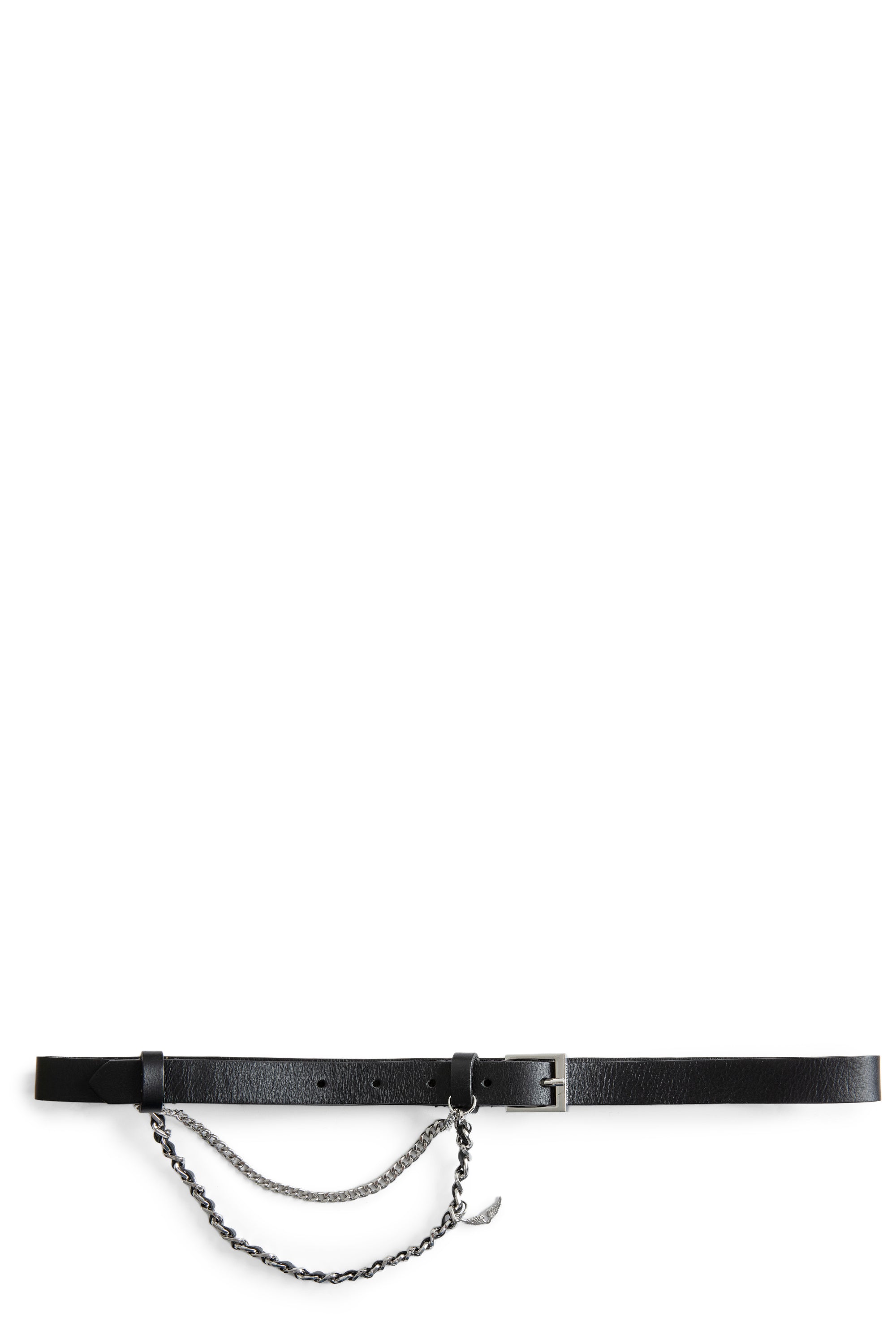Ceinture Rock Chain en cuir - Noir Silver