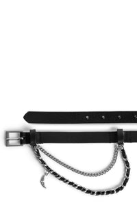 Ceinture Rock Chain en cuir - Noir Silver