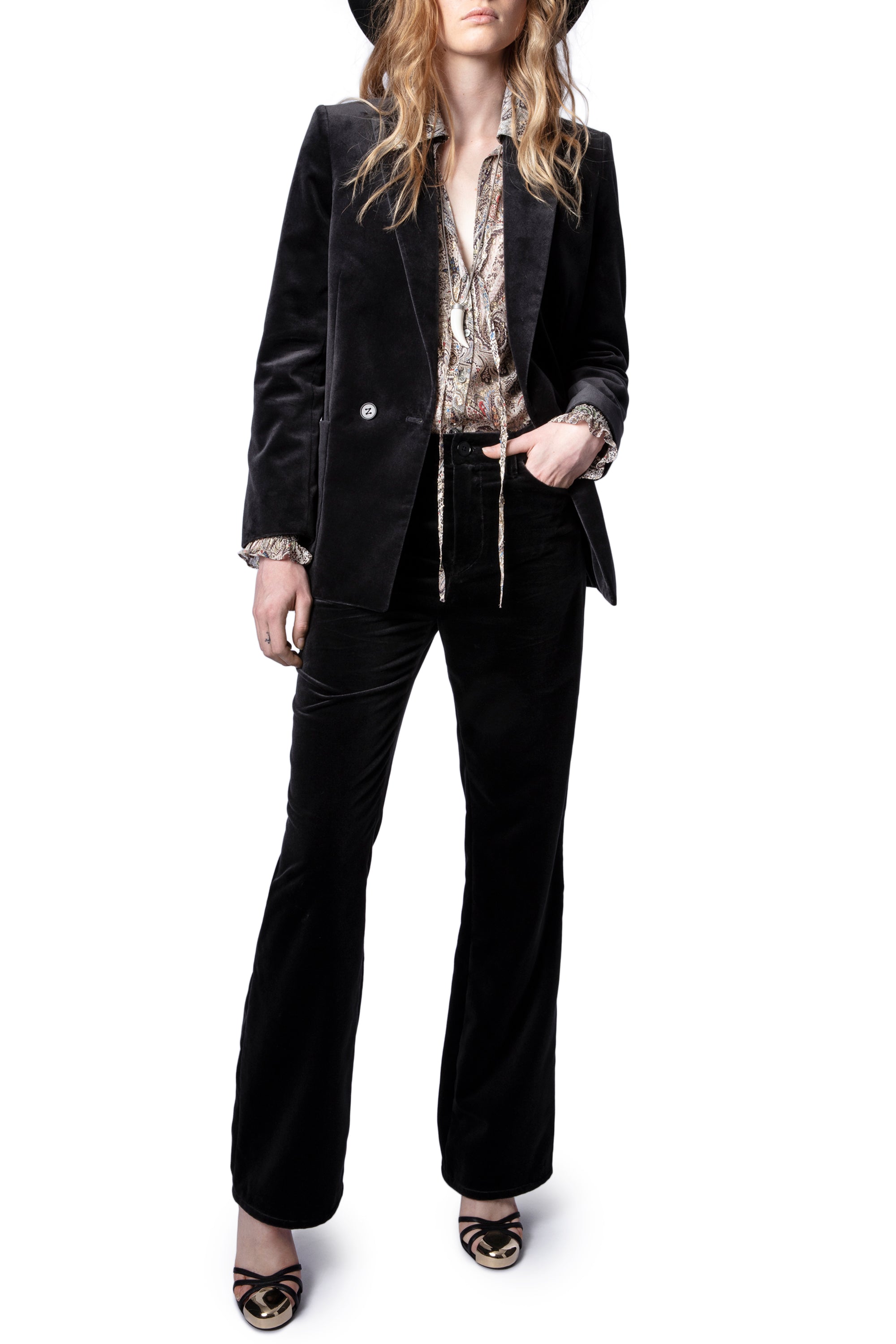 Veste Visko en velours - Gris
