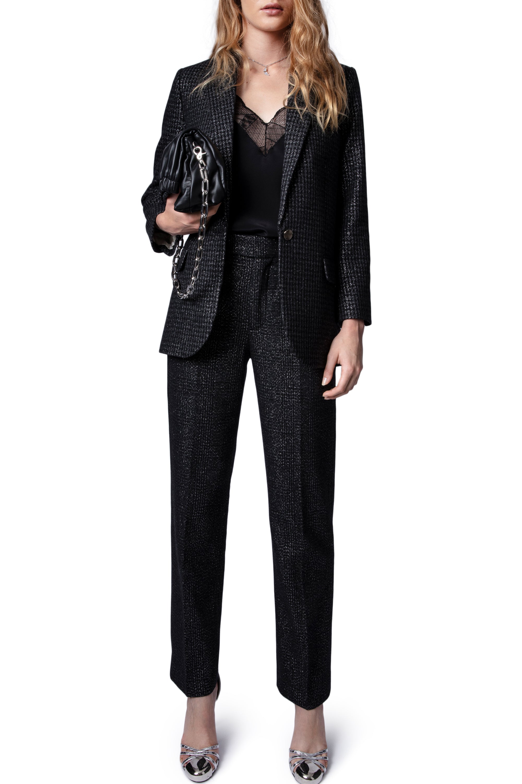 ZHORS LIGNE NOIR VIVA CHECK LUREX VESTE