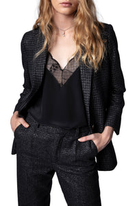 ZHORS LIGNE NOIR VIVA CHECK LUREX VESTE