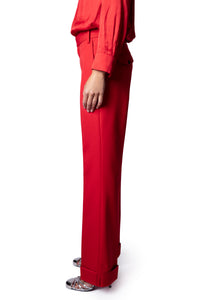 Pantalon Poetia en laine mélangée - Coquelicot