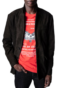 Veste Valfried Crinkle en cuir froissé - Marron