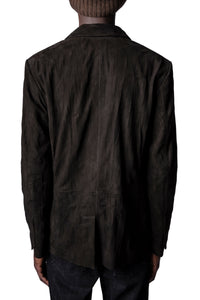 Veste Valfried Crinkle en cuir froissé - Marron