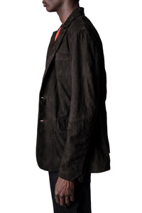 Veste Valfried Crinkle en cuir froissé - Marron