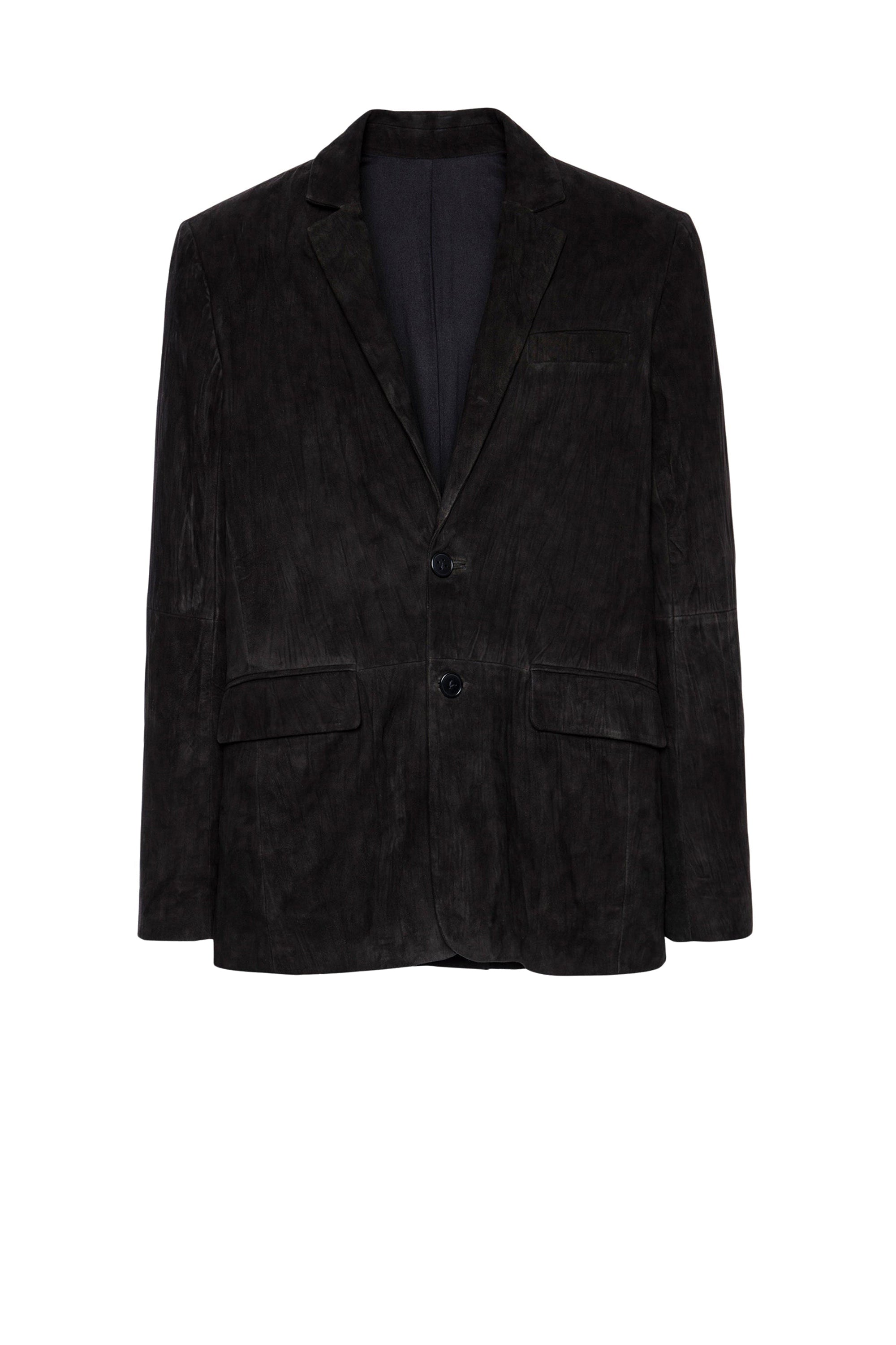 Veste Valfried Crinkle en cuir froissé - Marron