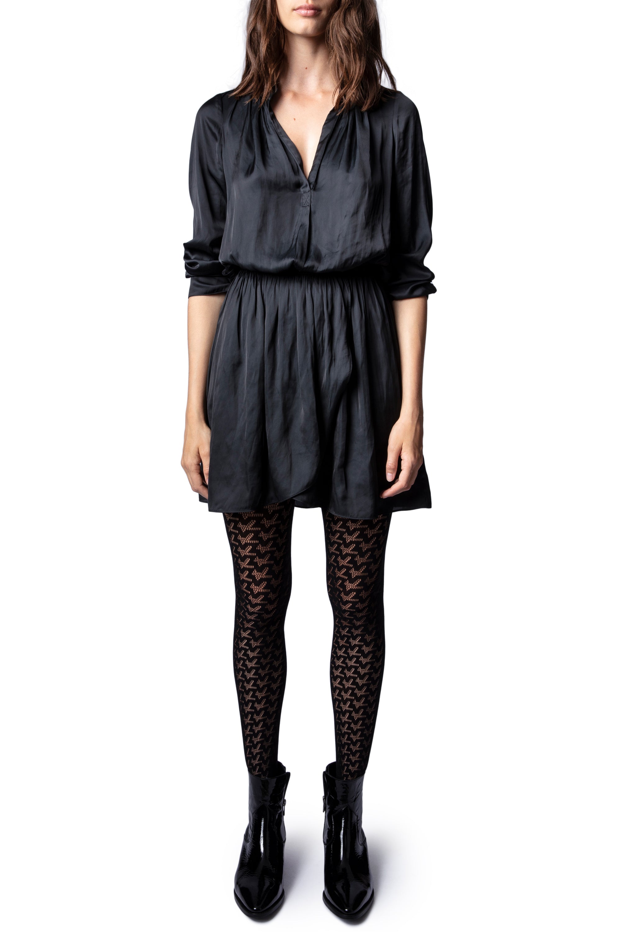 Robe Rinka en satin - Noir