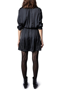 Robe Rinka en satin - Noir