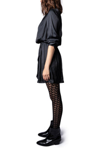 Robe Rinka en satin - Noir