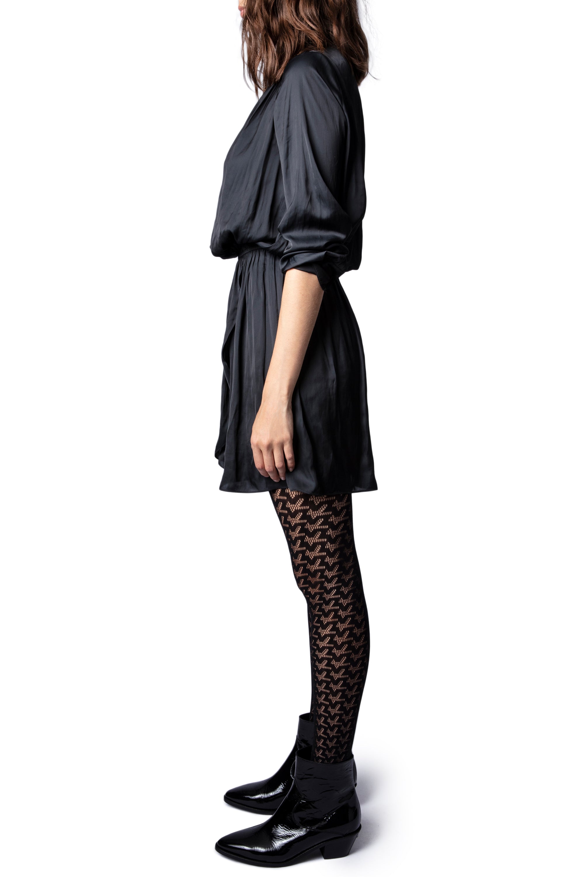 Robe Rinka en satin - Noir