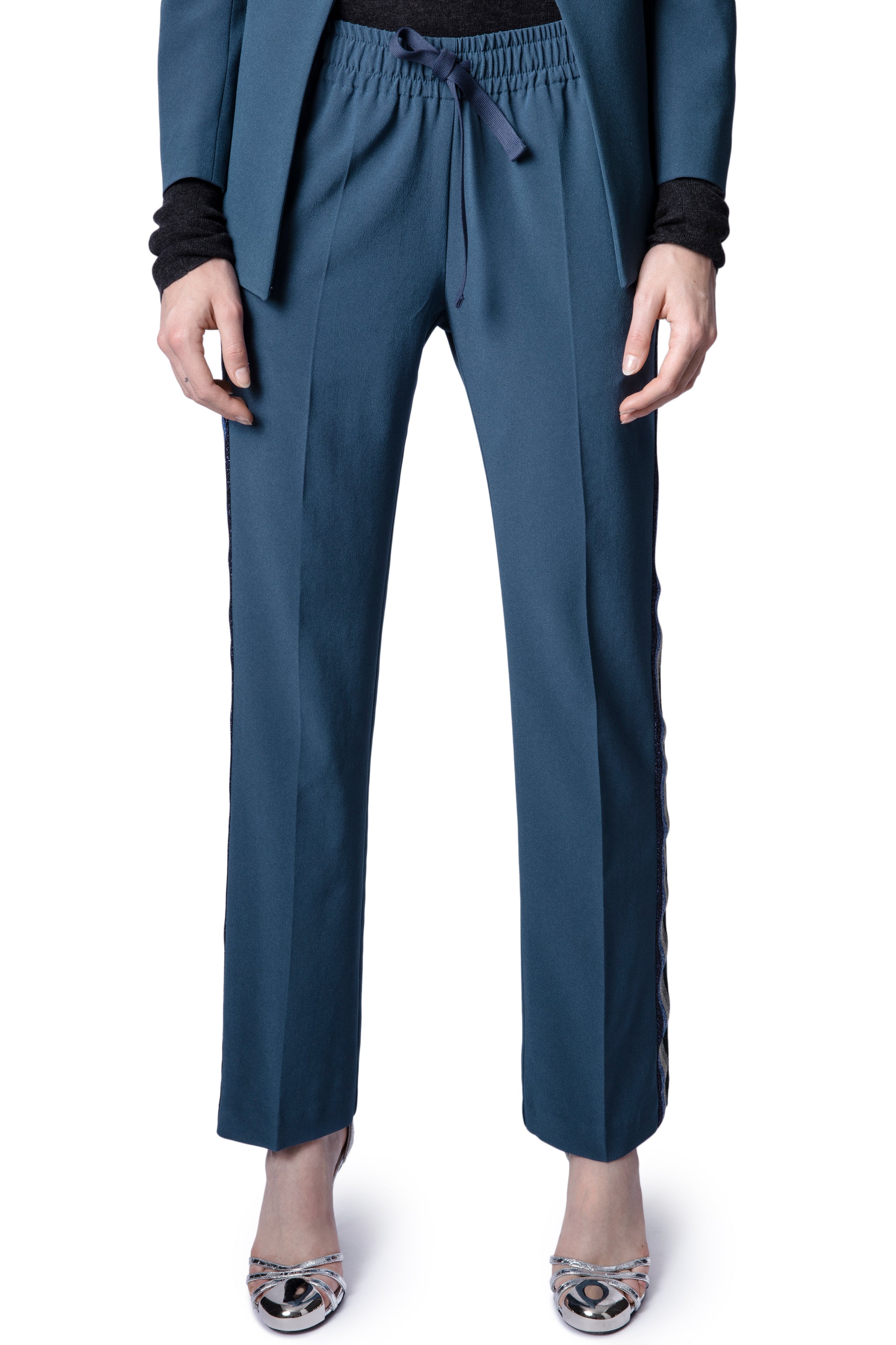 ZHORS LINE BLUE DE GRIS POMY CREPE TROUSERS