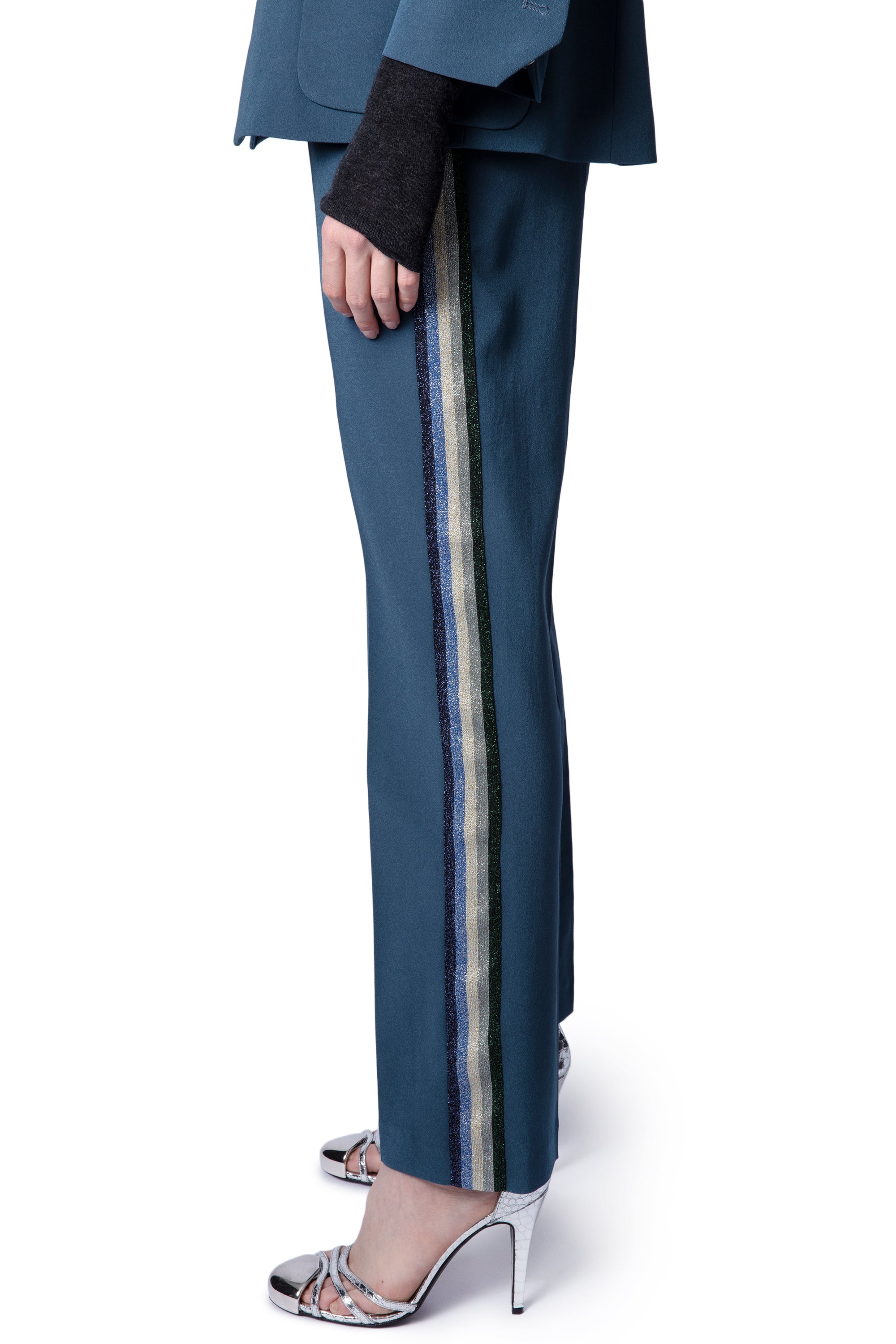 ZHORS LINE BLUE DE GRIS POMY CREPE TROUSERS