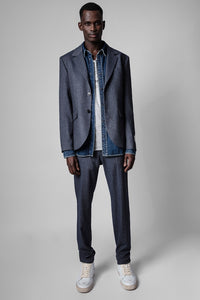 Pantalon Paris en laine mélangée - Encre