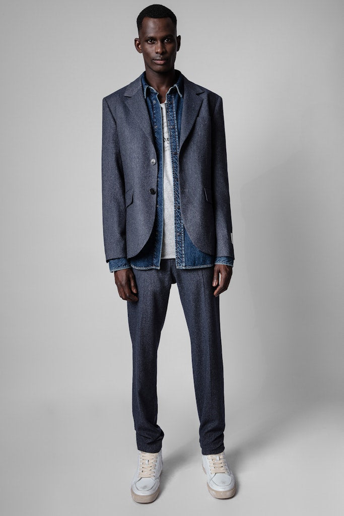 Pantalon Paris en laine mélangée - Encre