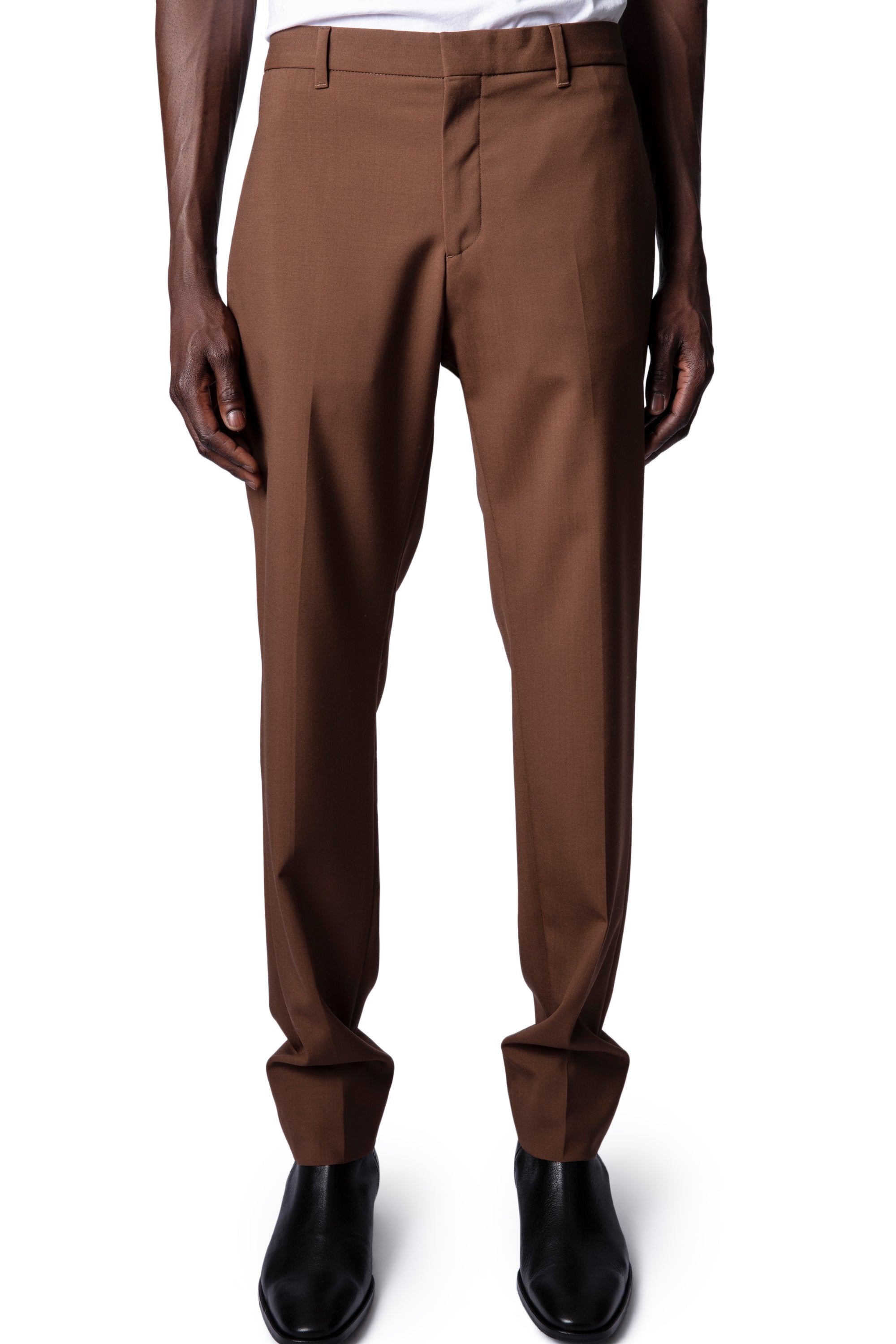 ZHORS LIGNE MARRON PARIS WOOL TECH PANTALON