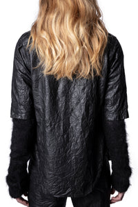 Chemise Texia en cuir froissé - Noir