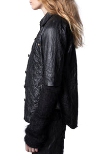 Chemise Texia en cuir froissé - Noir
