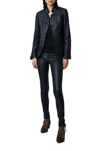 Phlame trousers in crumpled leather - Ink