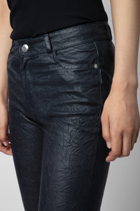 Phlame trousers in crumpled leather - Ink