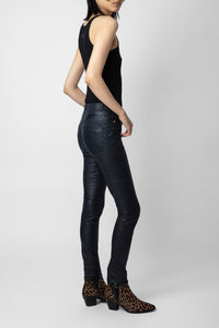 Phlame trousers in crumpled leather - Ink