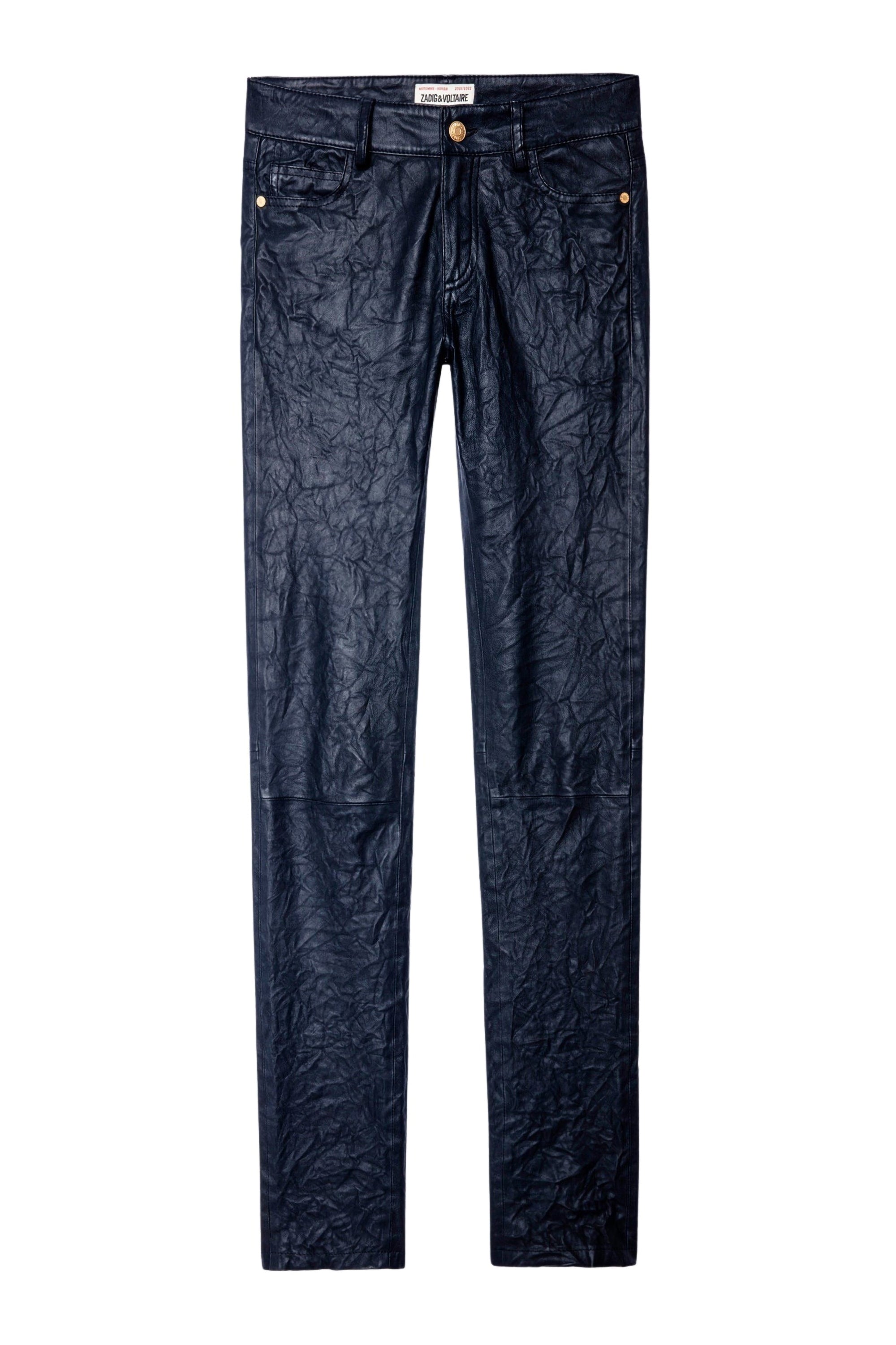 Phlame trousers in crumpled leather - Ink