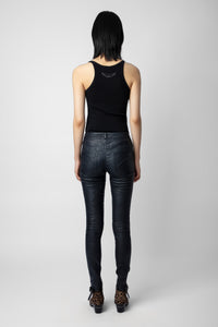 Phlame trousers in crumpled leather - Ink