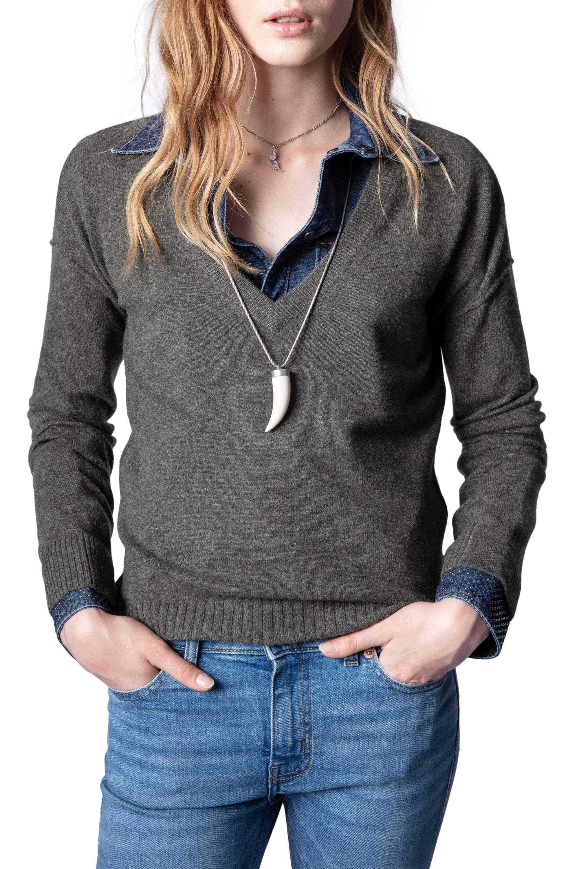 Pull Vivi en cachemire - Kaki Clair